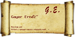 Gayer Ernő névjegykártya